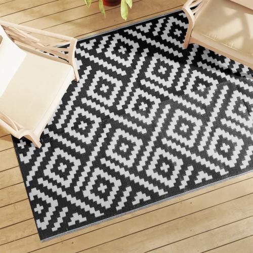 Vidaxl Tapis D'extérieur Blanc Et Noir 140x200 Cm Pp