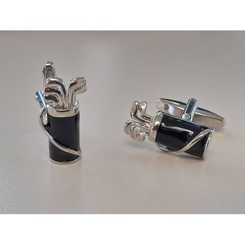Boutons De Manchettes Sac De Golfeur De Couleurs Argent Et Noire Pour De L'élégance Et De L'originalité...