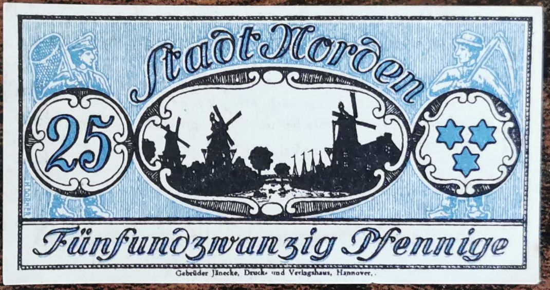 Billet Allemagne 25 Pfennig Norden 6 - 1 - 1921 Gra : N52.8