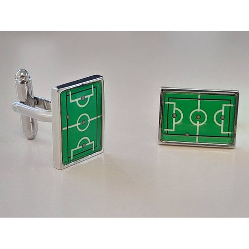 Boutons De Manchettes Terrain De Football De Couleurs Argent Vert Et Blanc Pour De L'élégance Et De L'originalité