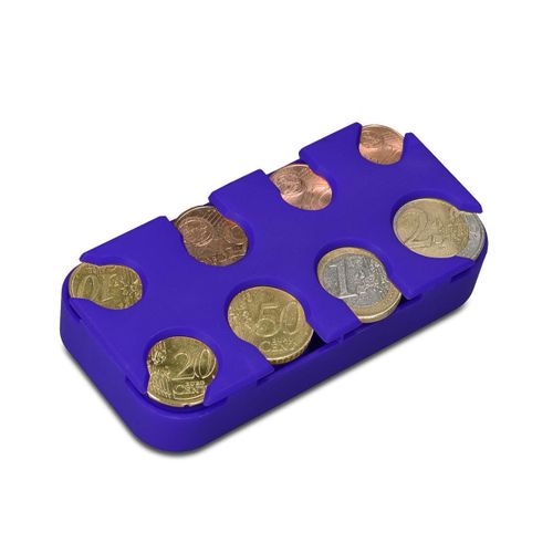 Organiseur à Pièces de Monnaie - Boîte de Rangement à Euros avec 8 Compartiments - Pour Voiture Sac à Main - bleu