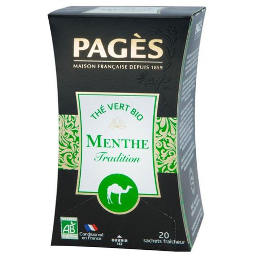 Pages Thé Vert Menthe Tradition Bio 20 Sachets (Lot De 3)