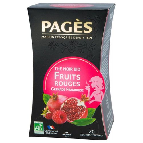 Pages Thé Noir Fruits Rouges Grenade Framboise Bio 20 Sachets (Lot De 3)
