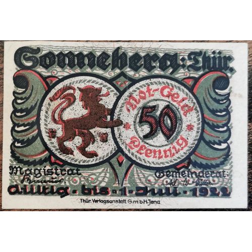 Billet Allemagne 50 Pfennig Gonneberg Thür 1922