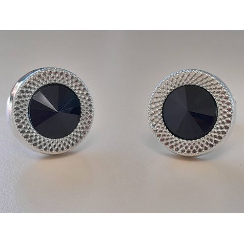 Boutons De Manchettes Disque Avec Verre De Couleurs Argent Et Noire Pour Du Style Et De L'élégance ...