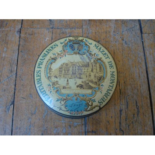 Ancienne Boite Tole Praslines Mazet De Montargis,Ca 1950