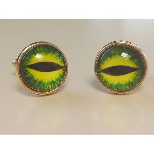 Boutons De Manchettes Disque Avec Dôme De Couleurs Dorée Noir Jaune Et Vert Pour De L'élégance Et Du Style