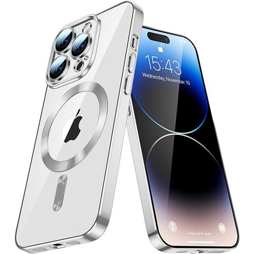 Iphone 13 6.1"" Transparente Coque, Etui Magnétique Hybrid Protection Antichoc De Grade Militaire Avec Magsafe, Dos Anti Rayures Housse De Téléphone Pour Iphone 13. Silver Yix