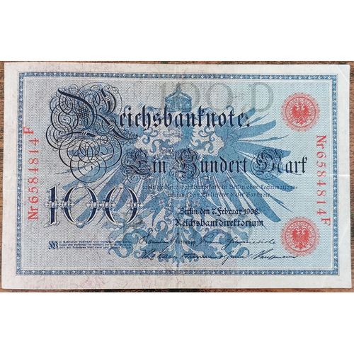 Billet Allemagne 100 Mark 7 - 2 - 1908 / Reichsbanknote / Rouge