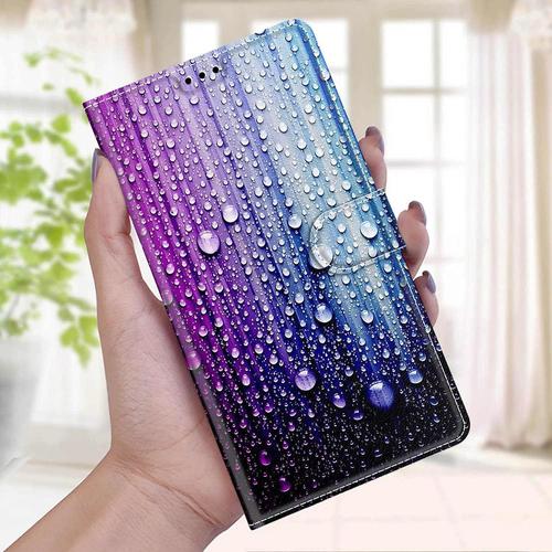 Nadoli Portefeuille Coque Pour Xiaomi Poco X4 Pro 5g,Coloré Peint [Gouttes D'eau] Magnétique Pu Cuir Anti-Rayures Tpu Fentes Pour Cartes Protection Housse Etui