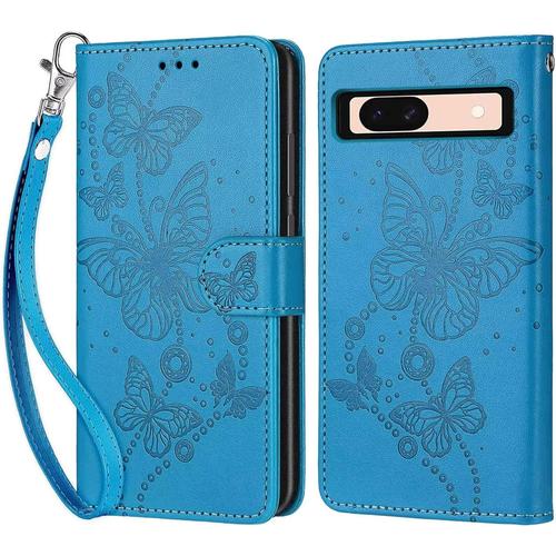 Tfnn Flip Coque Pour Google Pixel 8a,Housse En Pu Cuir Stand Support Porte Cartes De Crédit Fermeture Magnétique Etui Portefeuille Fleur Papillon Étui