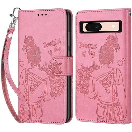 Tfnn Flip Coque Pour Google Pixel 8a,Housse En Pu Cuir Stand Support Porte Cartes De Crédit Fermeture Magnétique Etui Portefeuille Fleur Papillon Étui