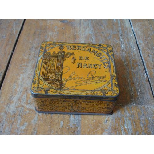 Ancienne Boite Tole Bergamottes De Nancy,Georges Lefevre,Croix De Lorraine,Ca 1940