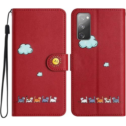 Tfnn Mignon Chat Nuage Coque Pour Samsung Galaxy A03s,Housse Etui Cuir Pu Portefeuille Dessins Animés Ave Fonction Support Magnétique Béquille Porte Cartes Case