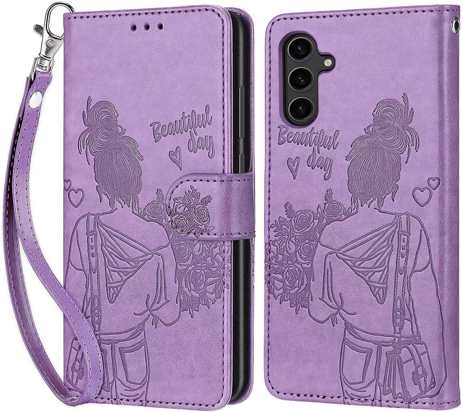 Tfnn Flip Coque Pour Samsung Galaxy S23,Housse En Pu Cuir Stand Support Porte Cartes De Crédit Fermeture Magnétique Etui Portefeuille Fleur Papillon Étui