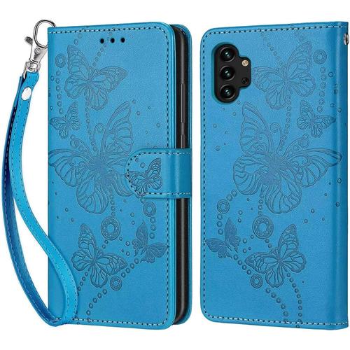 Tfnn Flip Coque Pour Samsung Galaxy A04s,Housse En Pu Cuir Stand Support Porte Cartes De Crédit Fermeture Magnétique Etui Portefeuille Fleur Papillon Étui