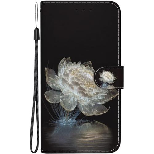 Tfnn Coque Flip Pour Honor Magic 4 Lite 5g,Mignon Coloré Peint Argent Fleur Portefeuille Pu Cuir Fonction Stand Et Fentes De Carte Landyard Housse Etui