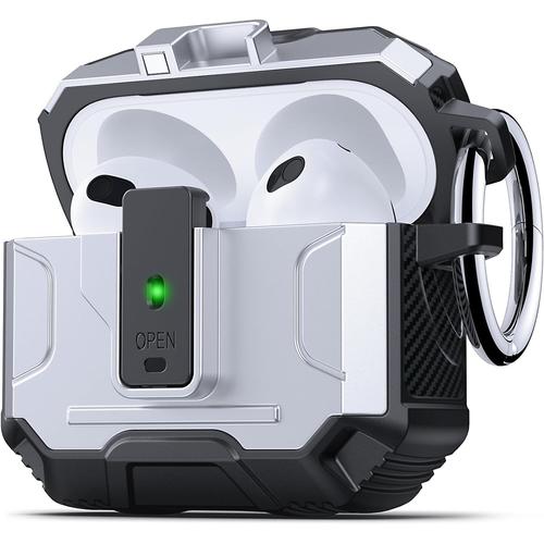 Armor Coque pour Airpods 3 - Protection Totale et Style Élégant Étui Robuste Anti-Chocs avec Clip de Verrouillage Sécurisé Compatible avec AirPods 3 génération Case, Argent