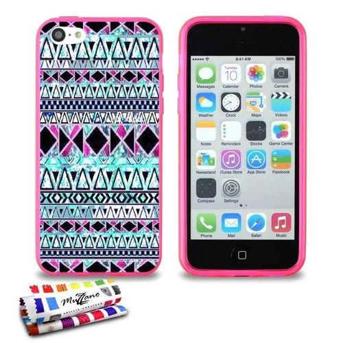 Coque Iphone 5c Aztèque Foncé Silicone Rose Souple (Tpu)