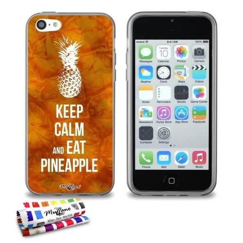 Coque Iphone 5c Keep Calm And Eat Ananas Silicone Gris Souple (Tpu)