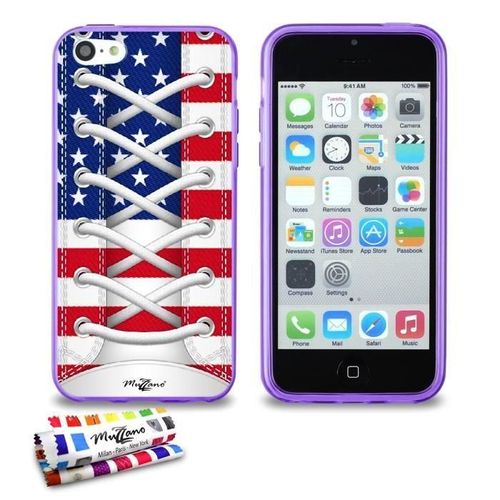 Coque Iphone 5c Tennis Usa Silicone Violet Souple (Tpu)