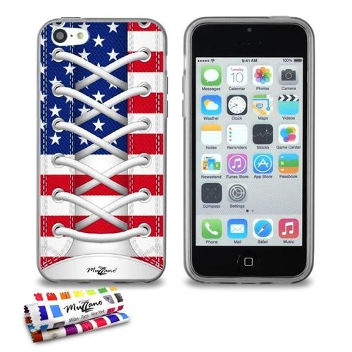 Coque Iphone 5c Tennis Usa Silicone Gris Souple (Tpu)
