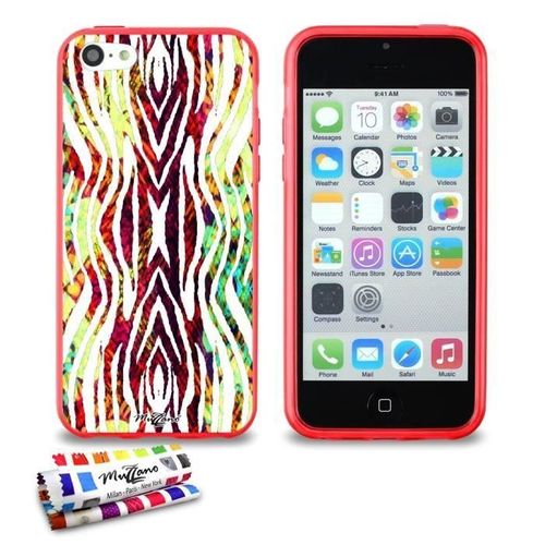 Coque Iphone 5c Zebra Boubou Silicone Rouge Souple (Tpu)