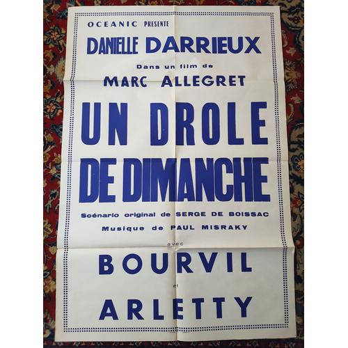 Affiche 1958 Un Drole De Dimanche Arletty Bourvil Danielle Darrieux 80x120