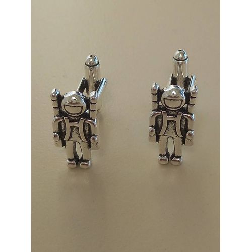 Boutons De Manchettes Astronaute De Couleurs Argentée Et Noire Pour De L'élégance Et Du Style