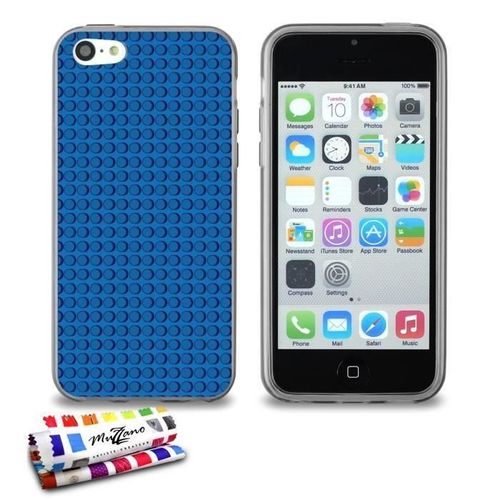 Coque Iphone 5c Les Briques Bleues Silicone Gris Souple (Tpu)