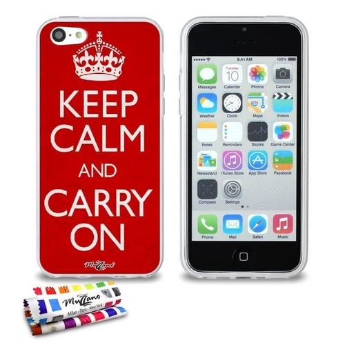 Coque Iphone 5c Keep Calm And Carry On Silicone Transparent Souple (Tpu)