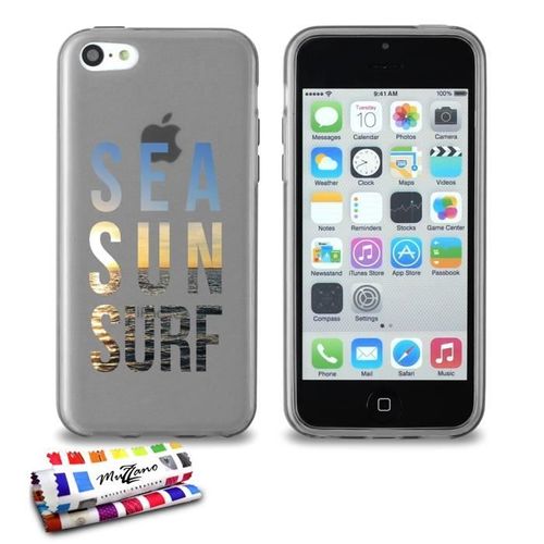 Coque Iphone 5c Sea Sun & Surf Silicone Gris Souple (Tpu)
