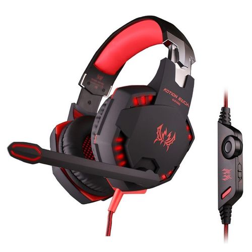 Casque Gamer Ordinateur PC Stéréo Microphone Vibrations Voyant LED Câblé Rouge - YONIS