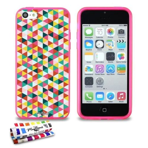 Coque Iphone 5c Les Triangles Silicone Rose Souple (Tpu)