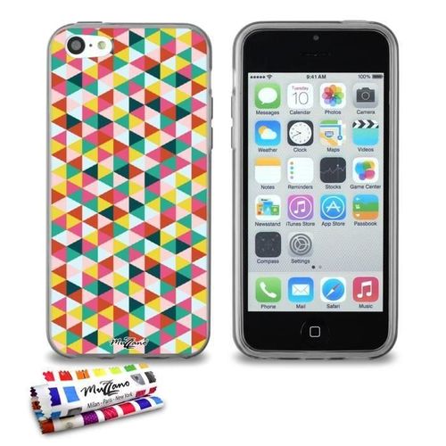 Coque Iphone 5c Les Triangles Silicone Gris Souple (Tpu)