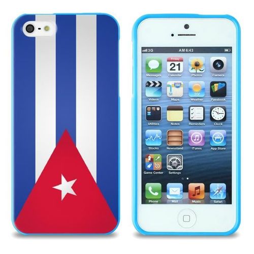 Coque Iphone 5 5s Se Drapeau Cuba Silicone Bleu Souple (Tpu)
