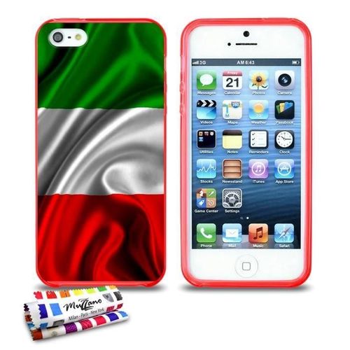 Coque Iphone 5 5s Se Drapeau Italie Silicone Rouge Souple (Tpu)