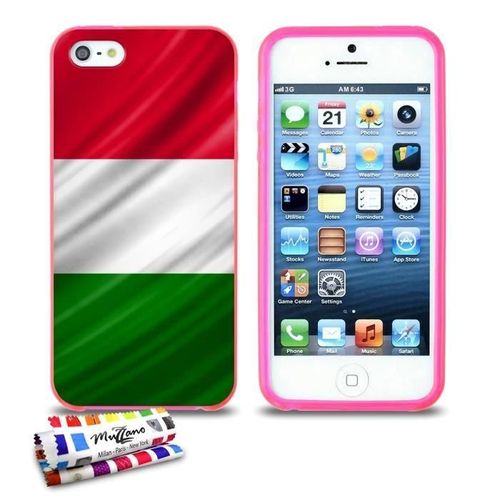 Coque Iphone 5 5s Se Drapeau Italie Silicone Rose Souple (Tpu)