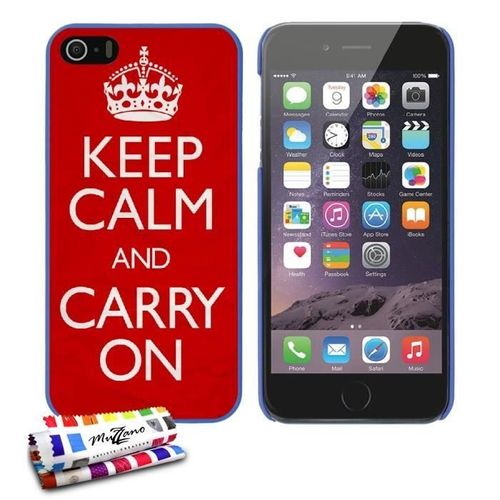 Coque Iphone 5 5s Se Keep Calm And Carry On Silicone Bleu Rigide (Tpu)