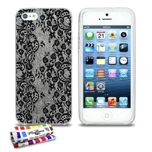 Coque Iphone 5 5s Se La Dentelle Noire Silicone Transparent Souple (Tpu)