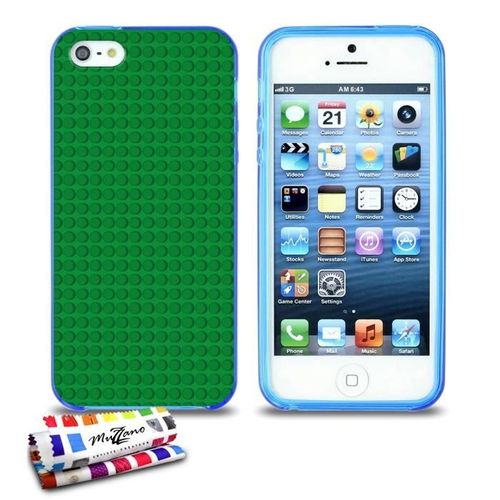Coque Iphone 5 5s Se Les Briques Vertes Silicone Bleu Souple (Tpu)