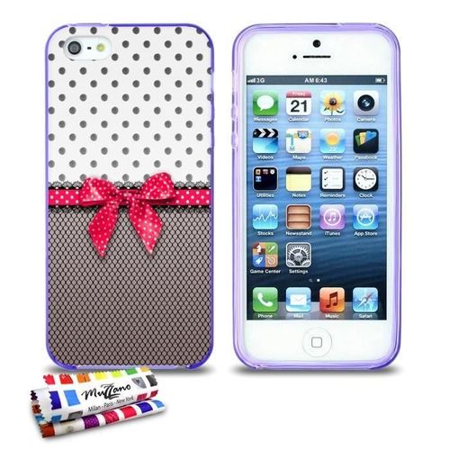 Coque Iphone 5 5s Se Pin Up Rose Silicone Violet Souple (Tpu)