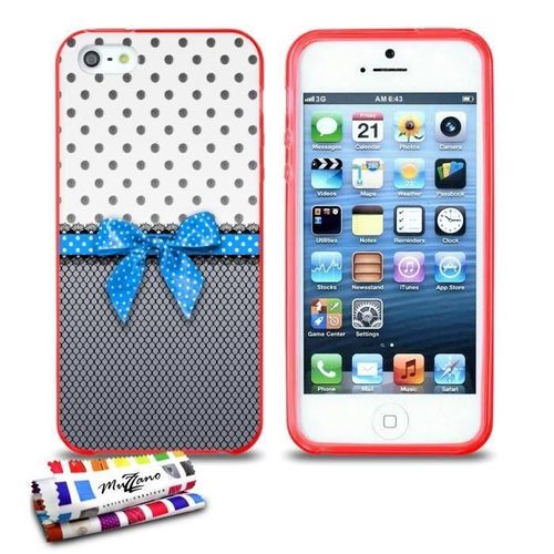 Coque Iphone 5 5s Se Pin Up Bleu Silicone Rouge Souple (Tpu)