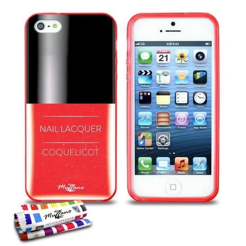 Coque Iphone 5 5s Se Vernis Coquelicot Silicone Rouge Souple (Tpu)
