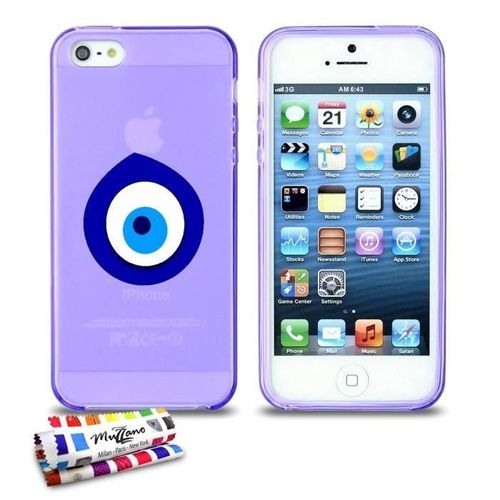Coque Iphone 5 5s Se L'oeil Nazar Boncuk Silicone Violet Souple (Tpu)