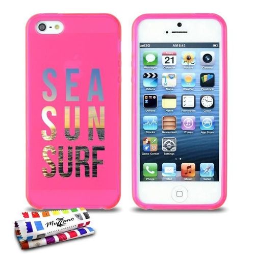 Coque Iphone 5 5s Se Sea Sun & Surf Silicone Rose Souple (Tpu)