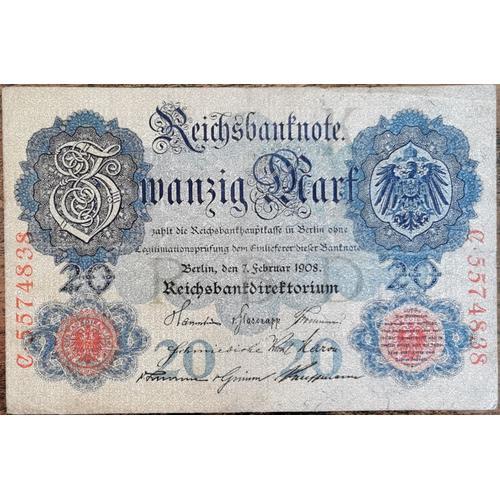 Billet Allemagne 20 Mark 7 - 2 - 1908 / Reichsbanknote