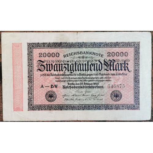 Billet Allemagne 20000 Mark 20 - 2 - 1923 / Reichsbanknote
