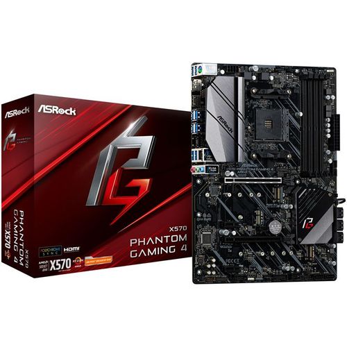 ASRock X570 Phantom Gaming 4 - Carte-mère - ATX - Socket AM4 - AMD X570 Chipset - USB 3.2 Gen 1, USB 3.2 Gen 2 - Gigabit LAN - carte graphique embarquée (unité centrale requise) - audio HD (8...