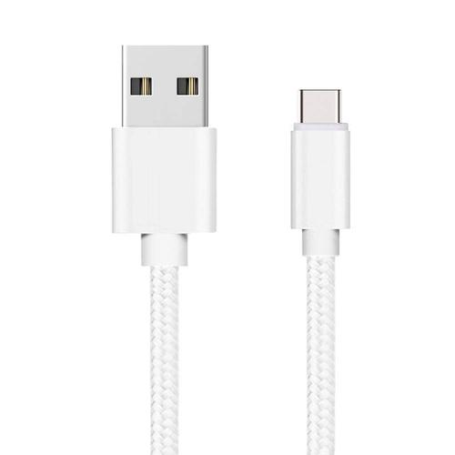 Cable pour Huawei P30 / P30 LITE / P30 PRO / P20 / P20 LITE / P20 PRO / P10 / P9 / MATE 20 / MATE 10 / HONOR VIEW 20 / HONOR VIEW 10 / HONOR PLAY - Cable USB-C Nylon Tresse Argent Blanc[Phonillico]